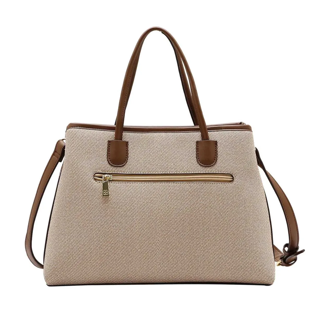 Bolsa Chenson nude com bolso externo e alças marrom para uso diário